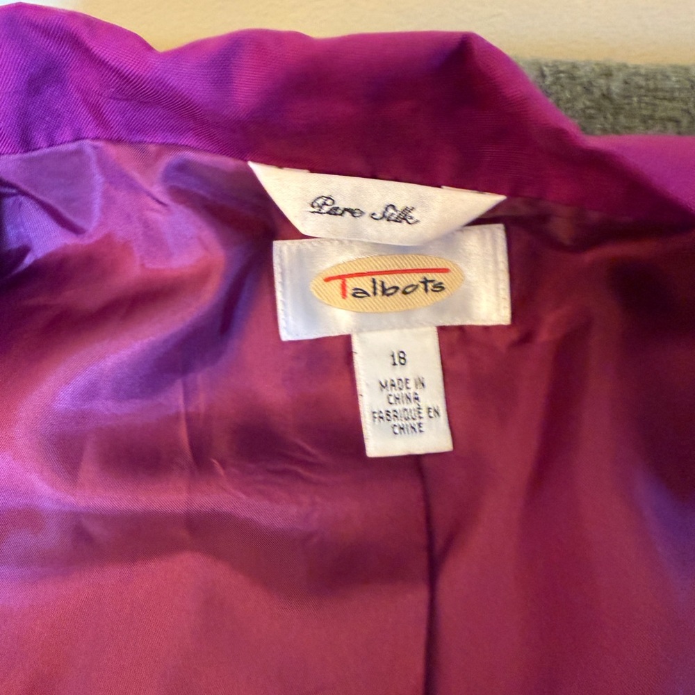Talbots 2 pc Silk Suit size 18 purple - Picture 9 of 14